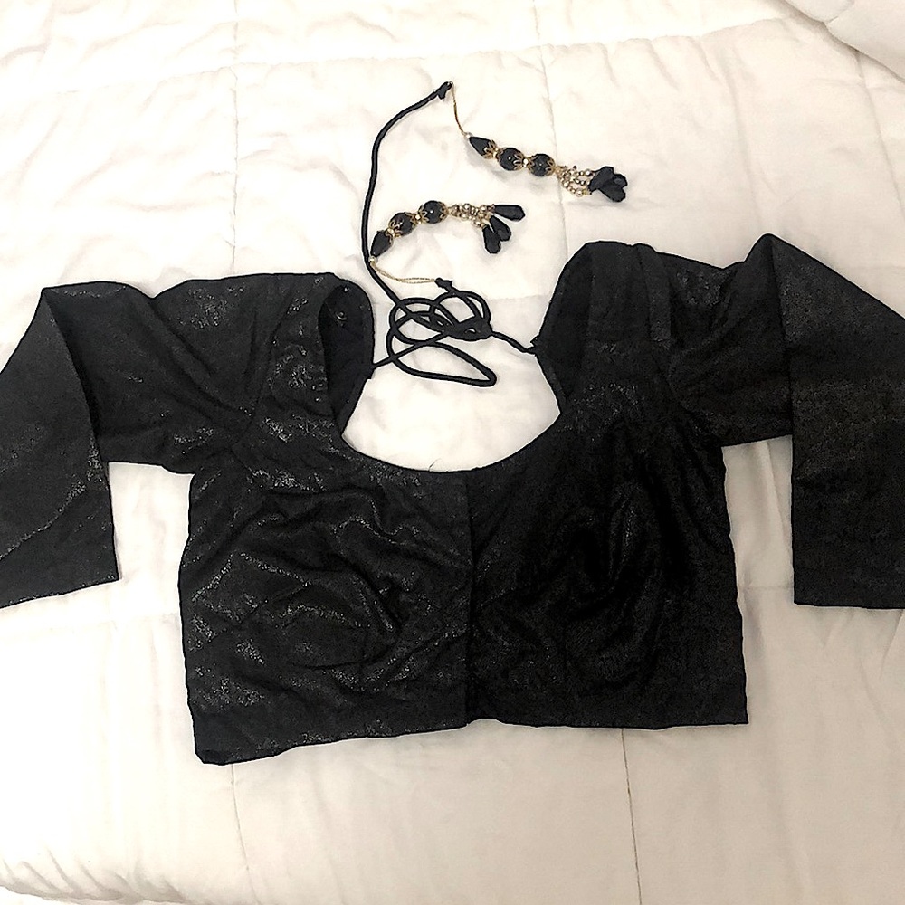 Black Sparkling Blouse/ crop top
